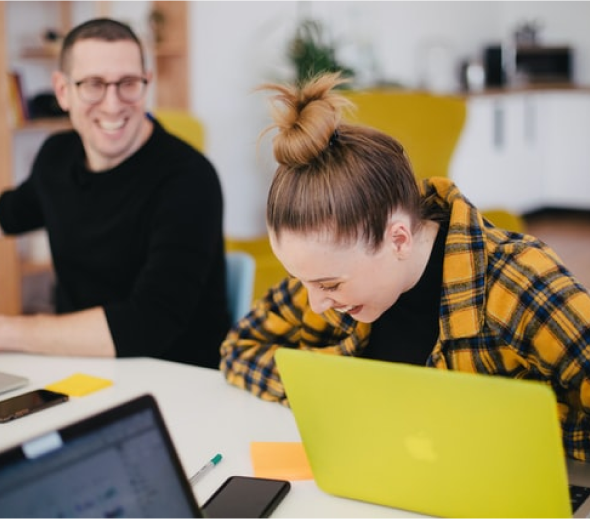 A creative team collaborating on a digital project